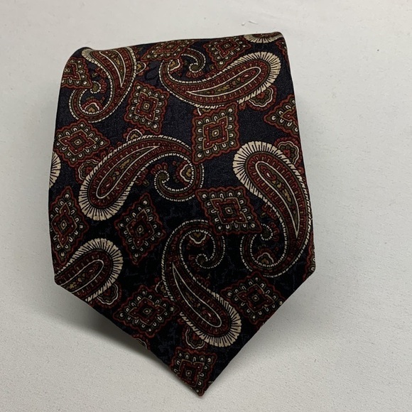 St Michael Paisley 100% Silk Neck Tie NWOT Navy Blend - Picture 3 of 7